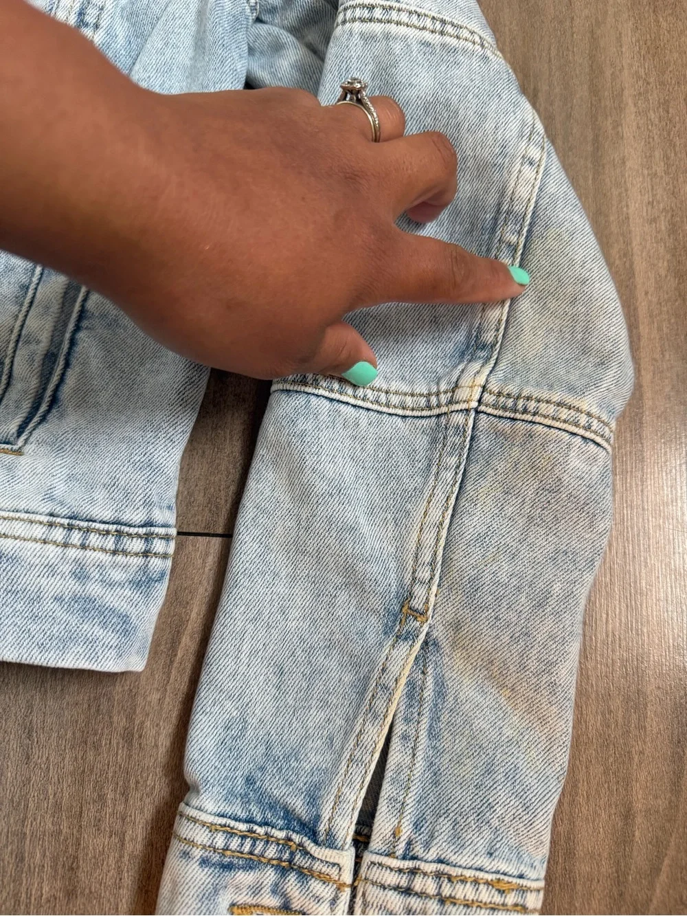Free People Light Wash Distressed Jean Jacket - Picture 16 of 16